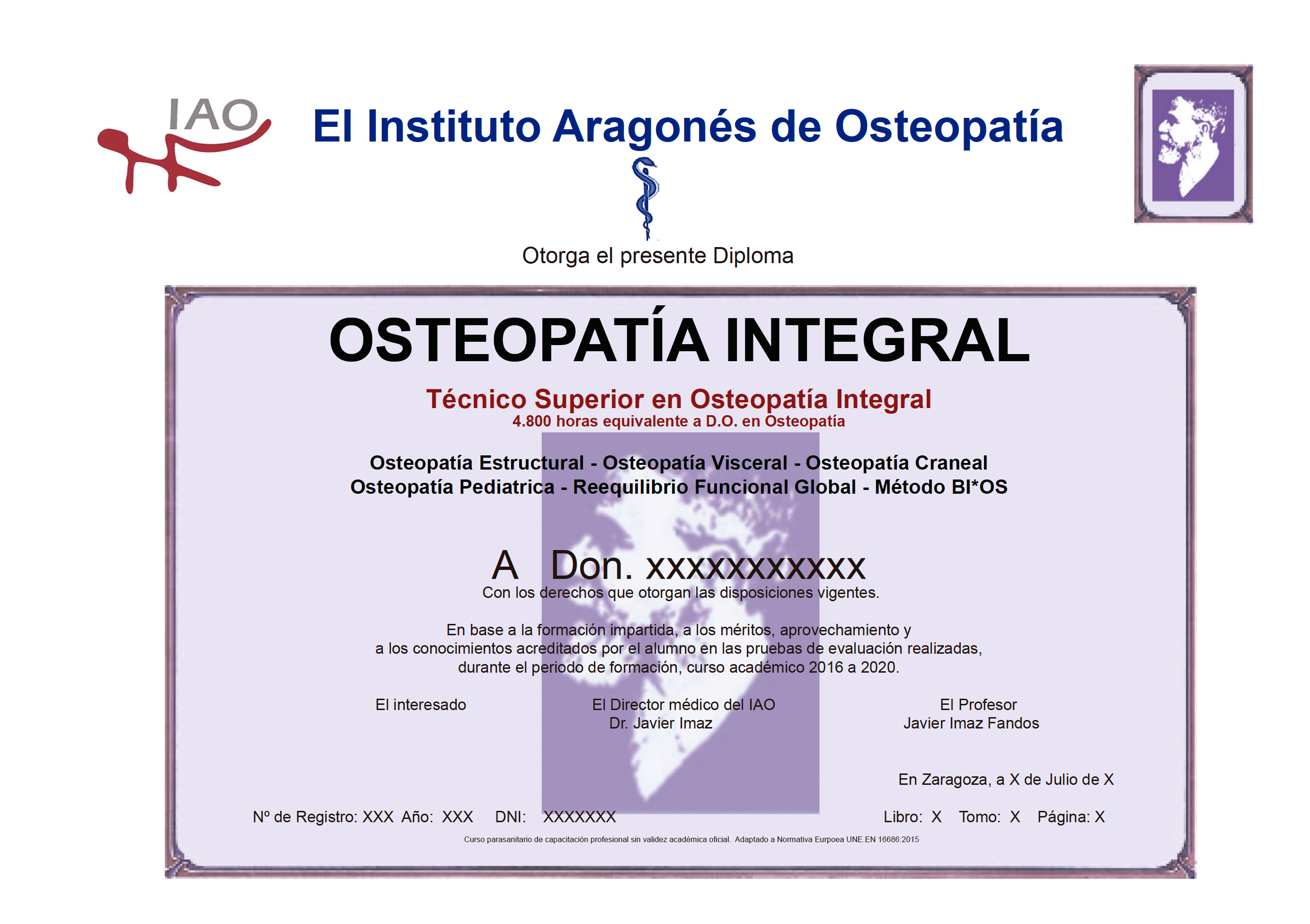 Evaluación máster osteopatía